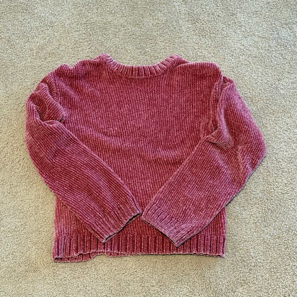 Jessica Simpson Girls’ Chenille Sweater Size 5/6 Burgundy Cozy Knit